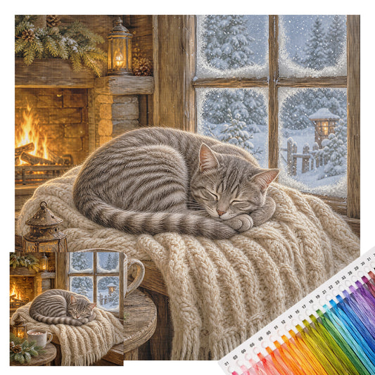 Schneefenster - Vollständiges 11CT Stempel-Kreuzstich-Set 50x50CM - Yishu
