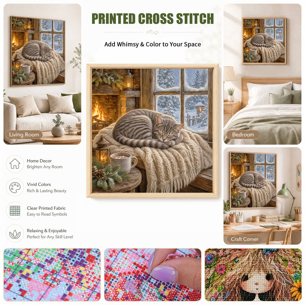 Snow Window - Full 11CT Stamped Cross Stitch 50x50CM - Yishu