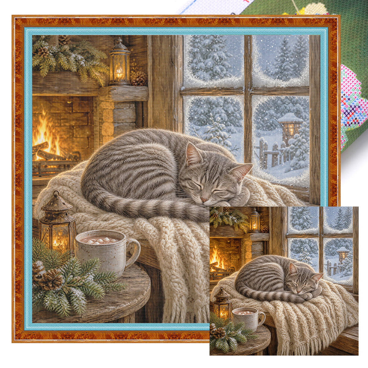Snow Window - Full 11CT Stamped Cross Stitch 50x50CM - Yishu