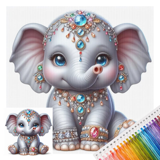 Elefant - Vollständiges 11CT Stempel-Kreuzstich-Set 40x40CM - Huacan