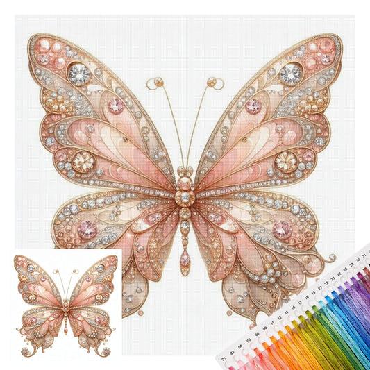 Schmetterling - Vollständiges 11CT Stempel-Kreuzstich-Set 40x40CM - Huacan