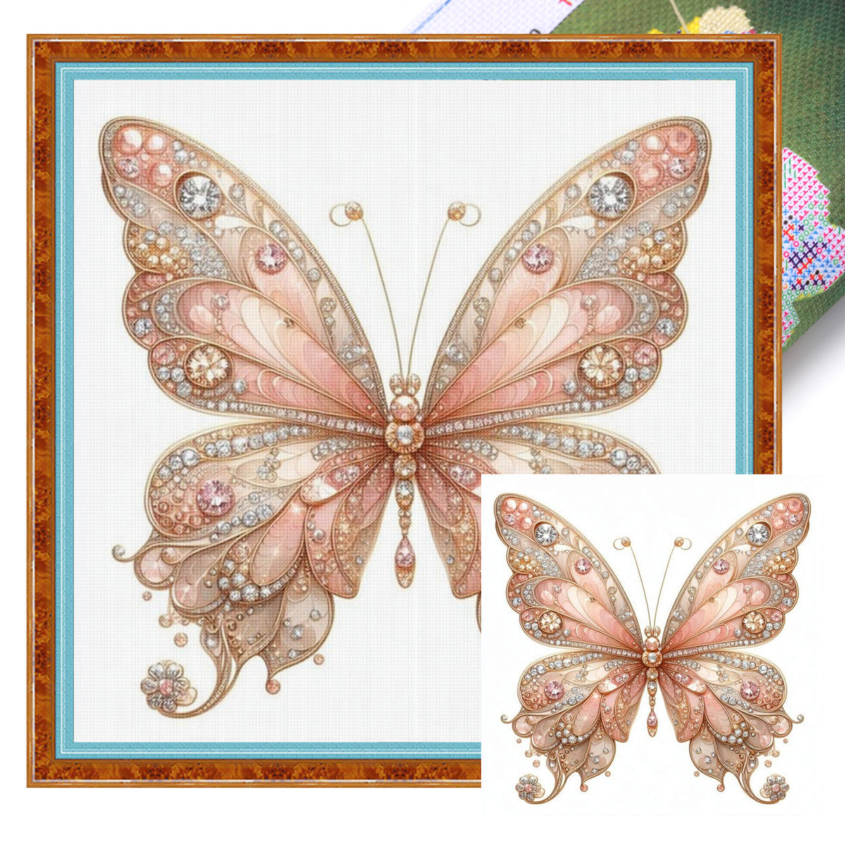 Butterfly - Full 11CT Stamped Cross Stitch 40x40CM - Huacan
