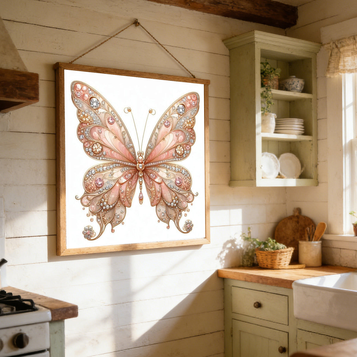 Butterfly - Full 11CT Stamped Cross Stitch 40x40CM - Huacan