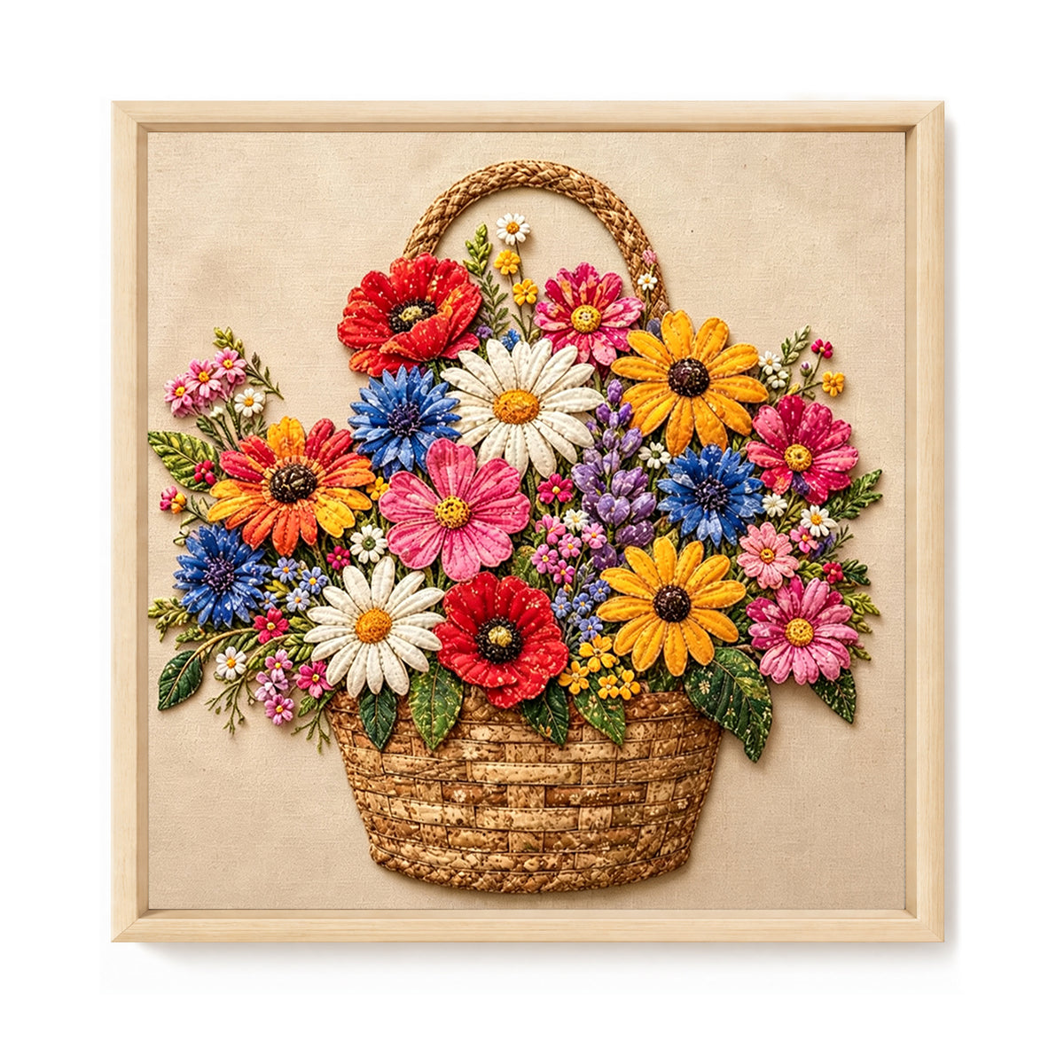 Spring Flower Basket - Full 11CT Stamped Cross Stitch 45x45CM - Huacan