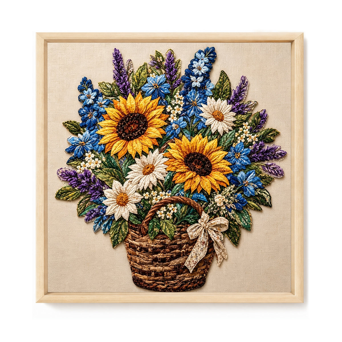 Sonnenblumen-Blumenkorb - Vollständiges 11CT Stanz-Kreuzstich-Set 45x45CM - Huacan