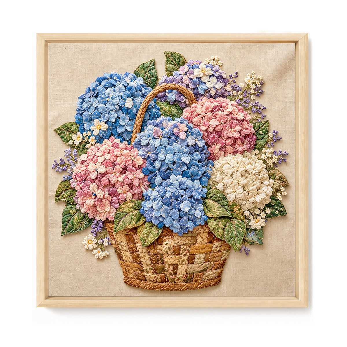 Hydrangea Basket - Full 11CT Stamped Cross Stitch 45x45CM - Huacan