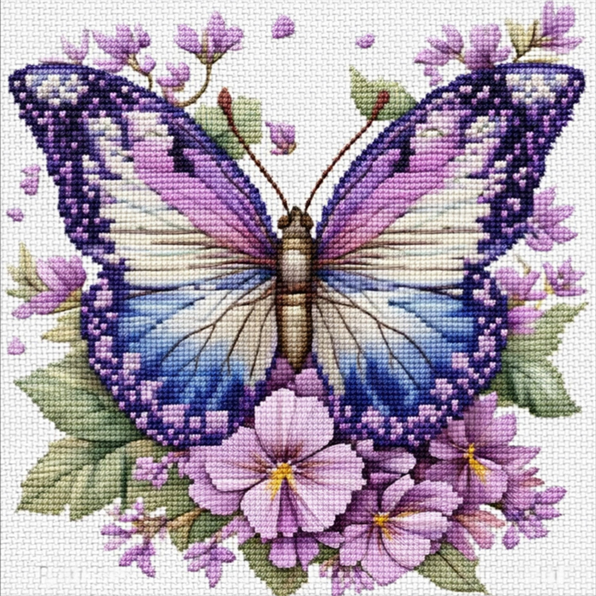 Lavendelschmetterling – Vollständiges 11CT gestempeltes Kreuzstich-Set 45x45CM – Huacan