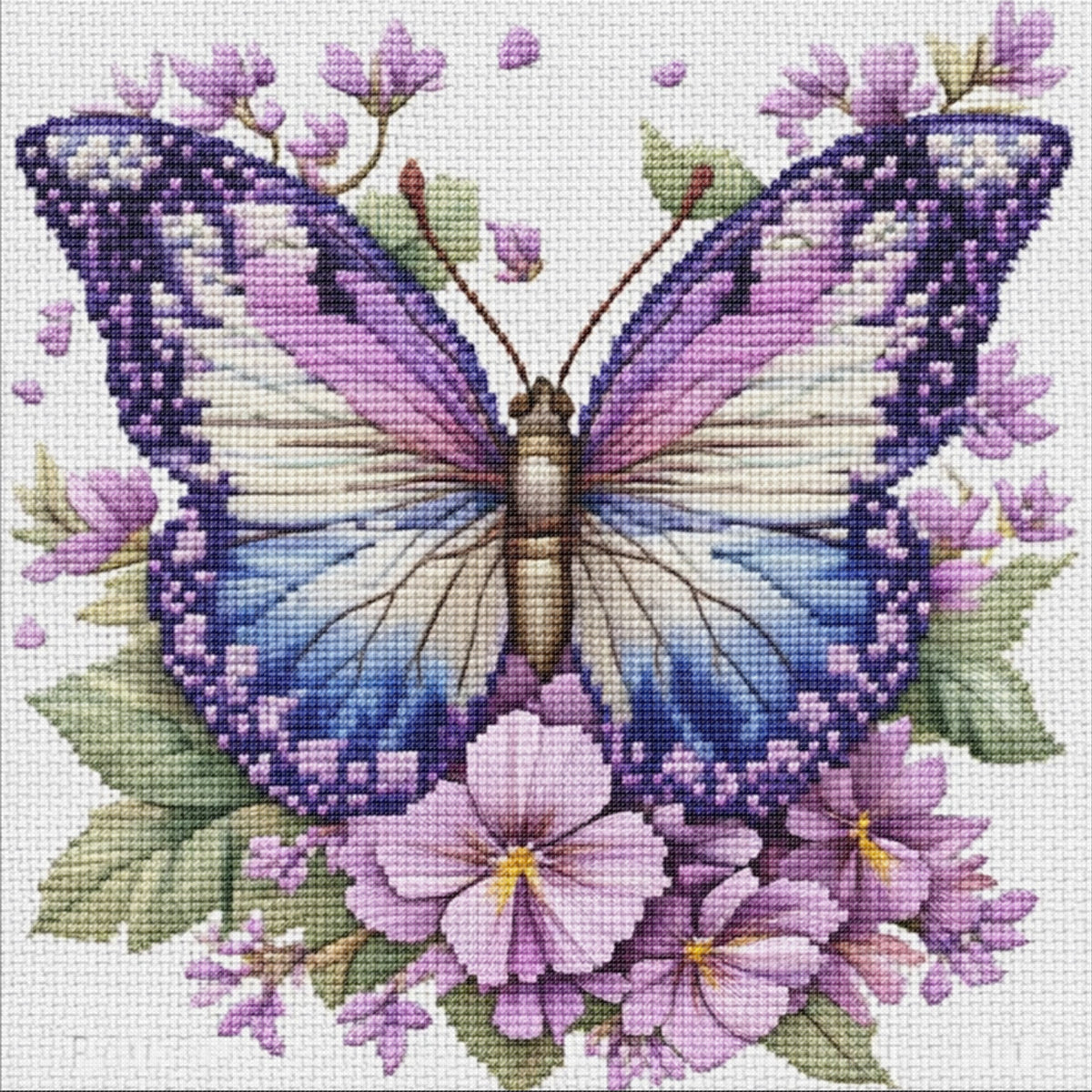Lavendelschmetterling – Vollständiges 11CT gestempeltes Kreuzstich-Set 45x45CM – Huacan