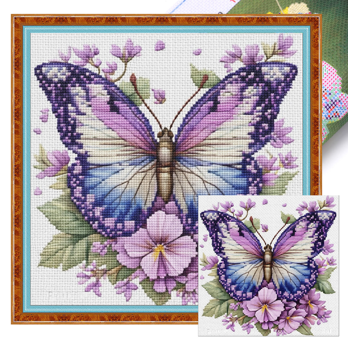 Lavendelschmetterling – Vollständiges 11CT gestempeltes Kreuzstich-Set 45x45CM – Huacan