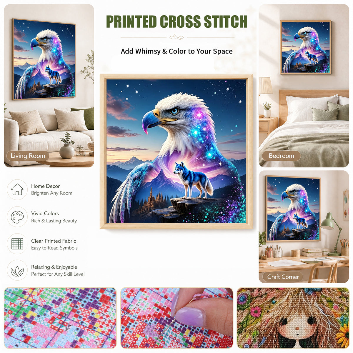 Star River Watcher - Full 11CT Stamped Cross Stitch 45x45CM - Huacan