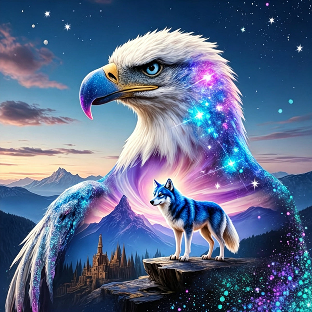 Star River Watcher - Full 11CT Stamped Cross Stitch 45x45CM - Huacan