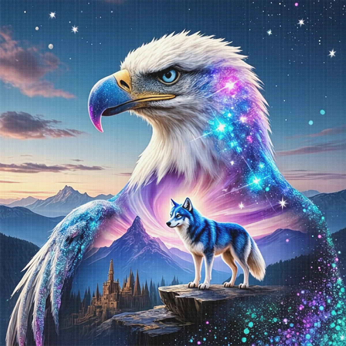 Star River Watcher - Full 11CT Stamped Cross Stitch 45x45CM - Huacan
