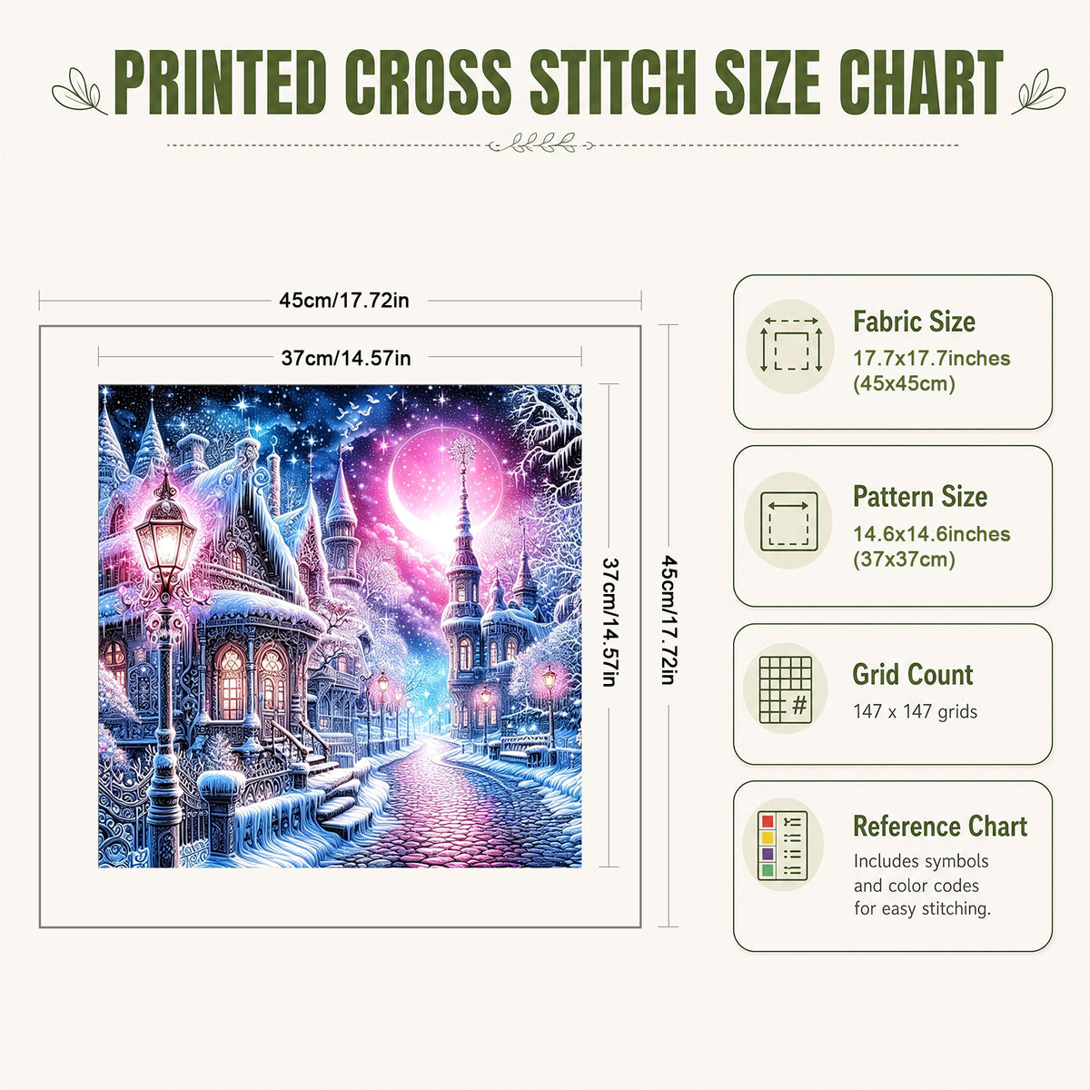 Ice Magic Castle - Full 11CT Stamped Cross Stitch 45x45CM - Huacan