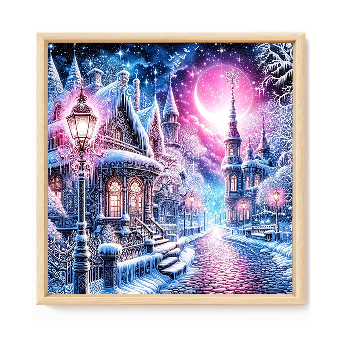 Ice Magic Castle - Full 11CT Stamped Cross Stitch 45x45CM - Huacan