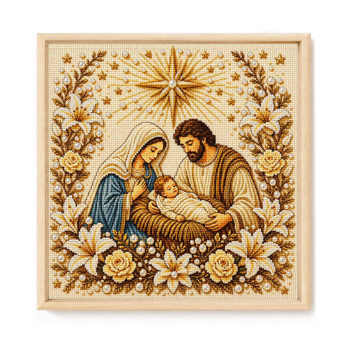 Heilige Familie - Vollständiges 14CT gestempeltes Kreuzstich-Set 30x30CM - Huacan