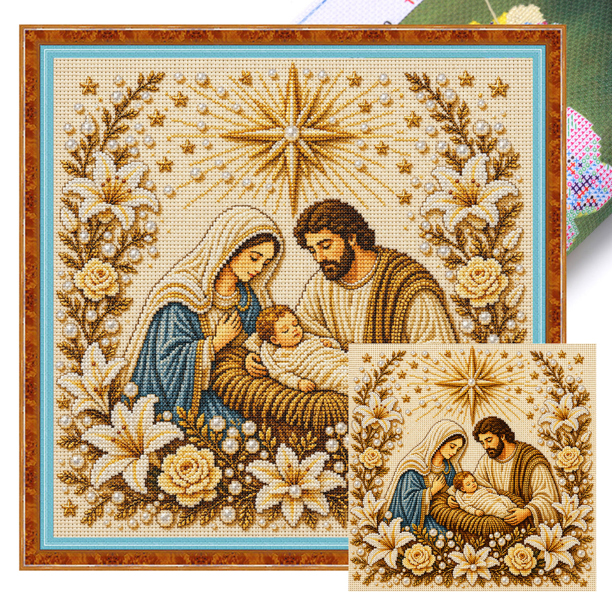Heilige Familie - Vollständiges 14CT gestempeltes Kreuzstich-Set 30x30CM - Huacan