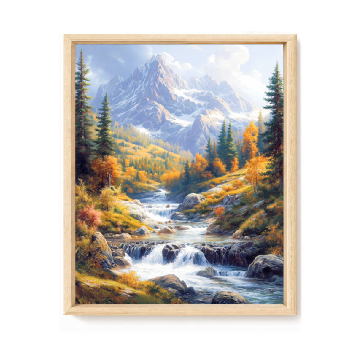 Herbstliche Gebirgsbach-Landschaft - Vollständiges 11CT gestempeltes Kreuzstich-Set 40x50CM - Huacan