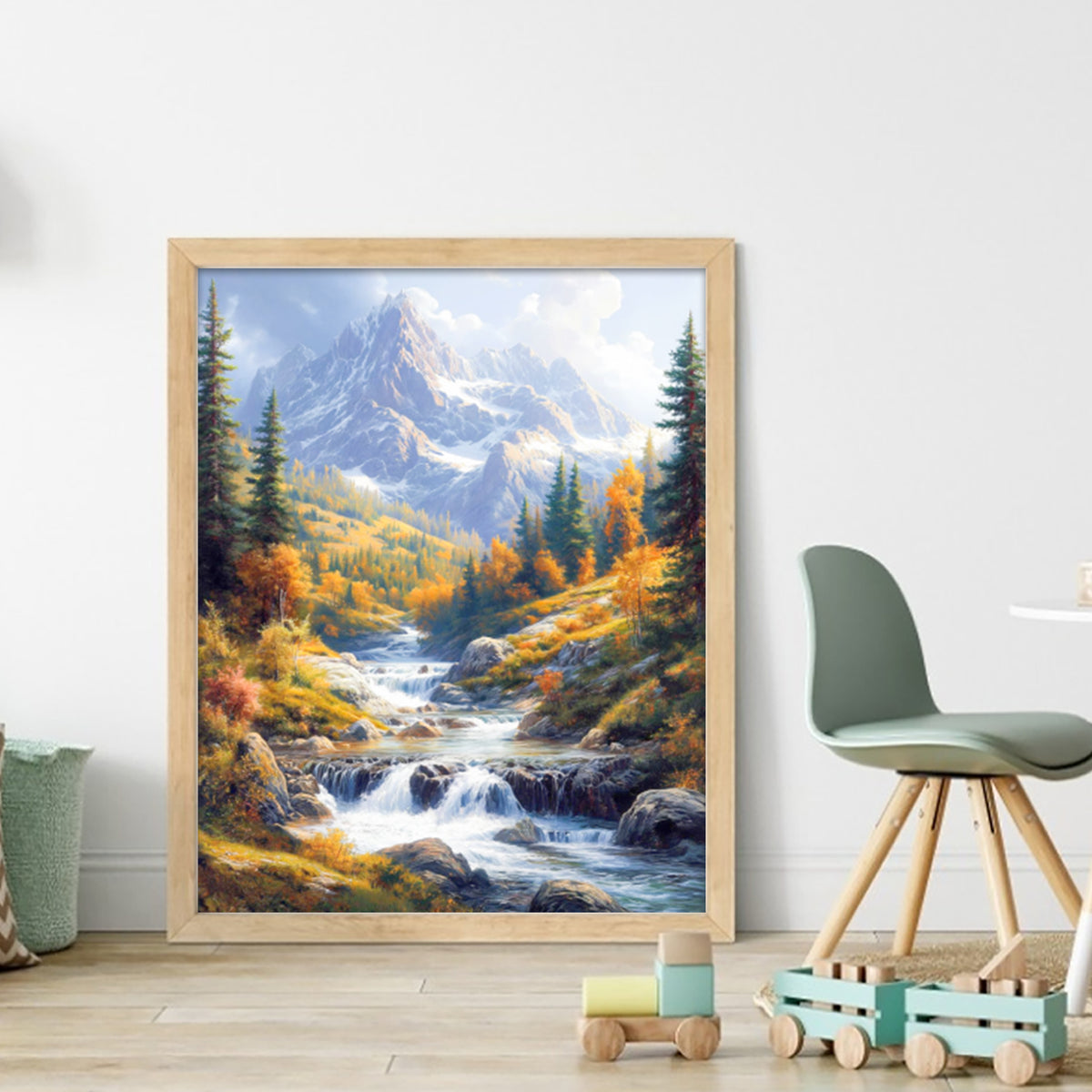 Herbstliche Gebirgsbach-Landschaft - Vollständiges 11CT gestempeltes Kreuzstich-Set 40x50CM - Huacan