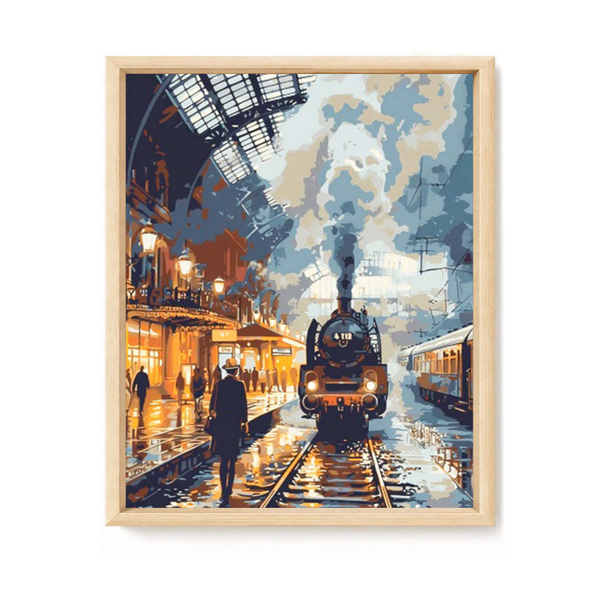 Vintage Train Town - Full 11CT Stamped Cross Stitch 40x50CM - Huacan