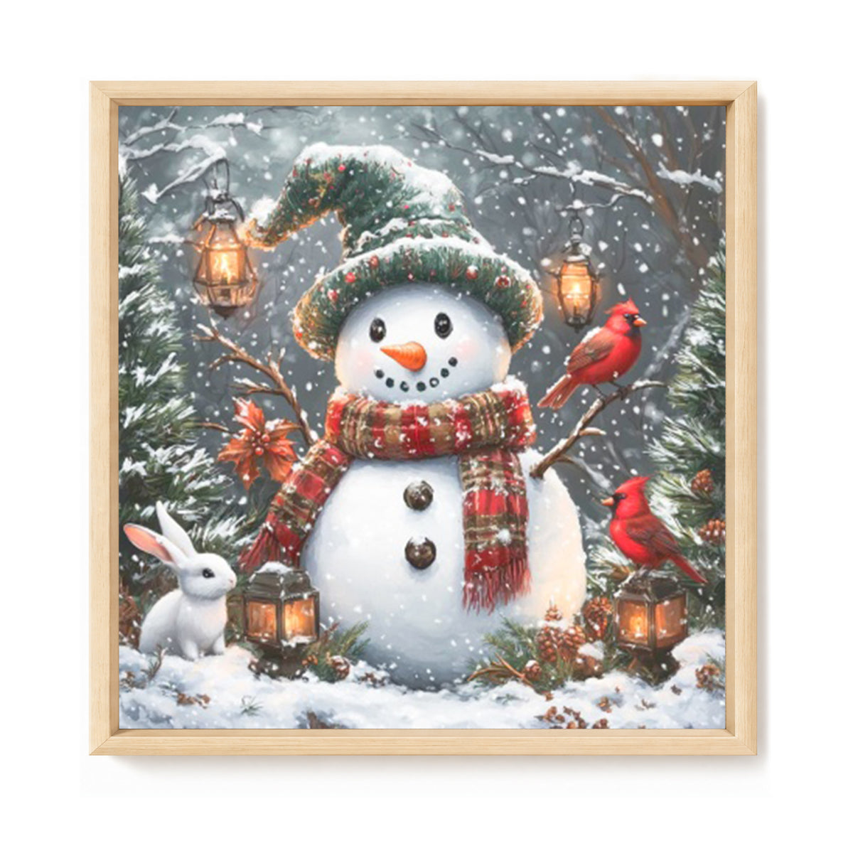 Snowman Winter Snow Scenery - Full 11CT Stamped Cross Stitch 45x45CM - Huacan