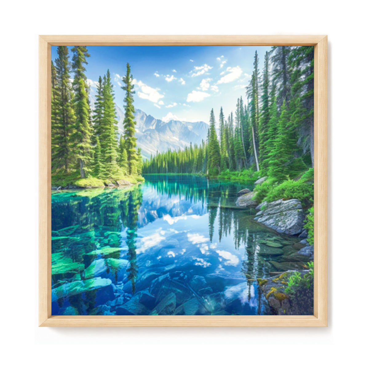 Mountain Lake Forest Natural Scenery - Full 11CT Stamped Cross Stitch 45x45CM - Huacan