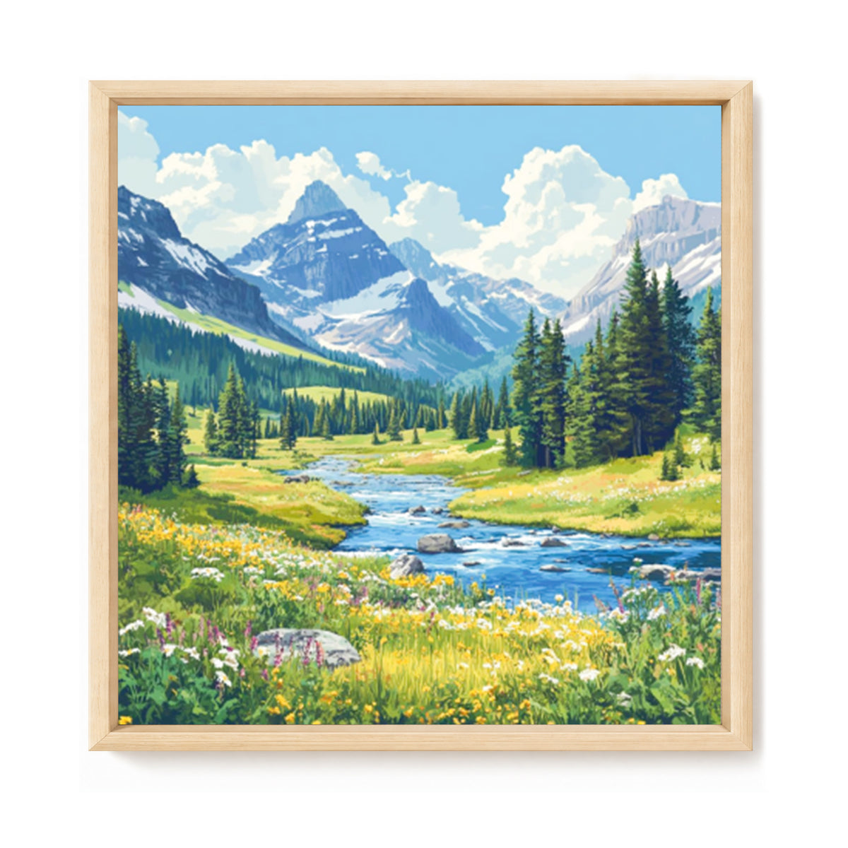 Valley Grassland Landscape - Full 11CT Stamped Cross Stitch 45x45CM - Huacan