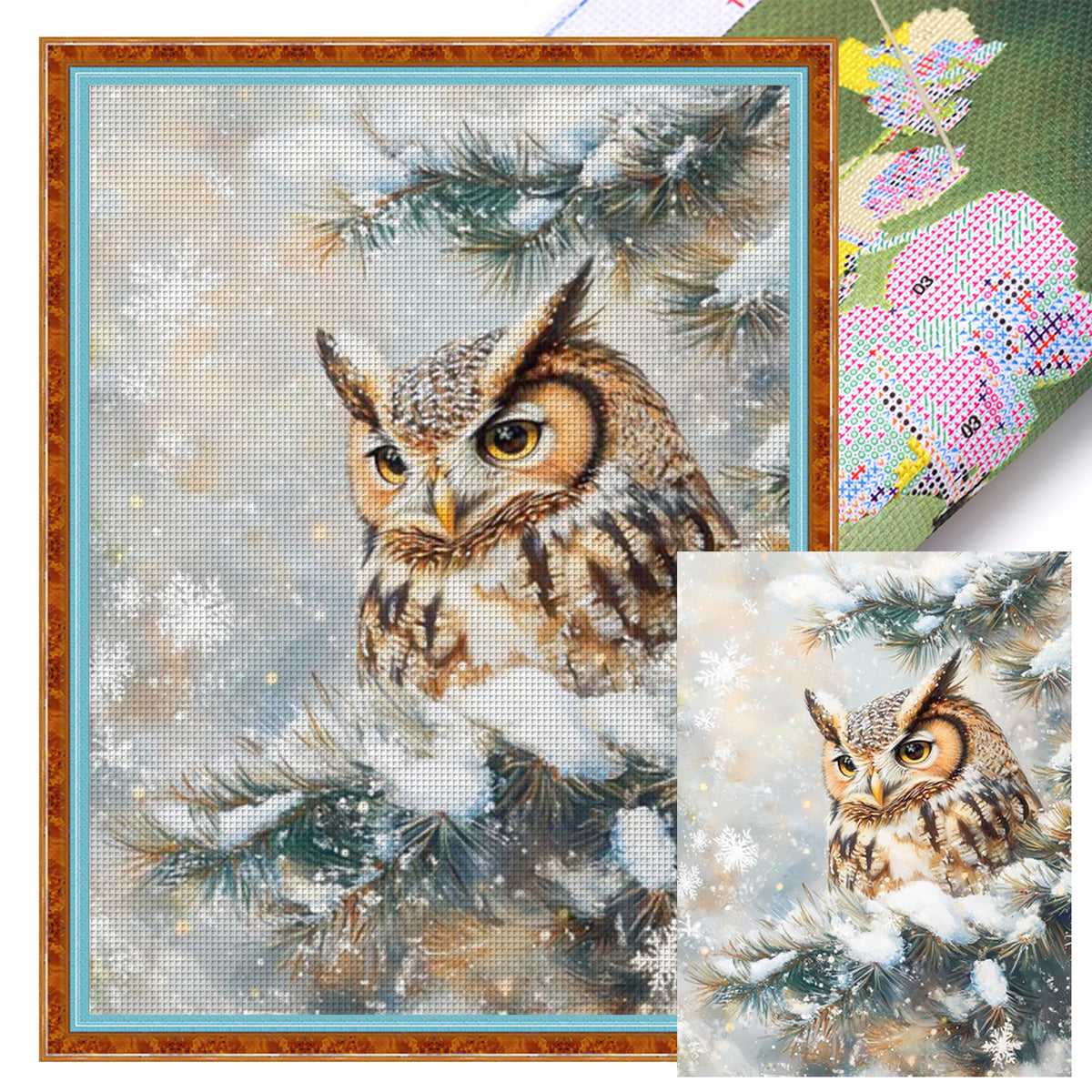 Winter Owl Forest - Full 11CT Stamped Cross Stitch 45x60CM - Huacan
