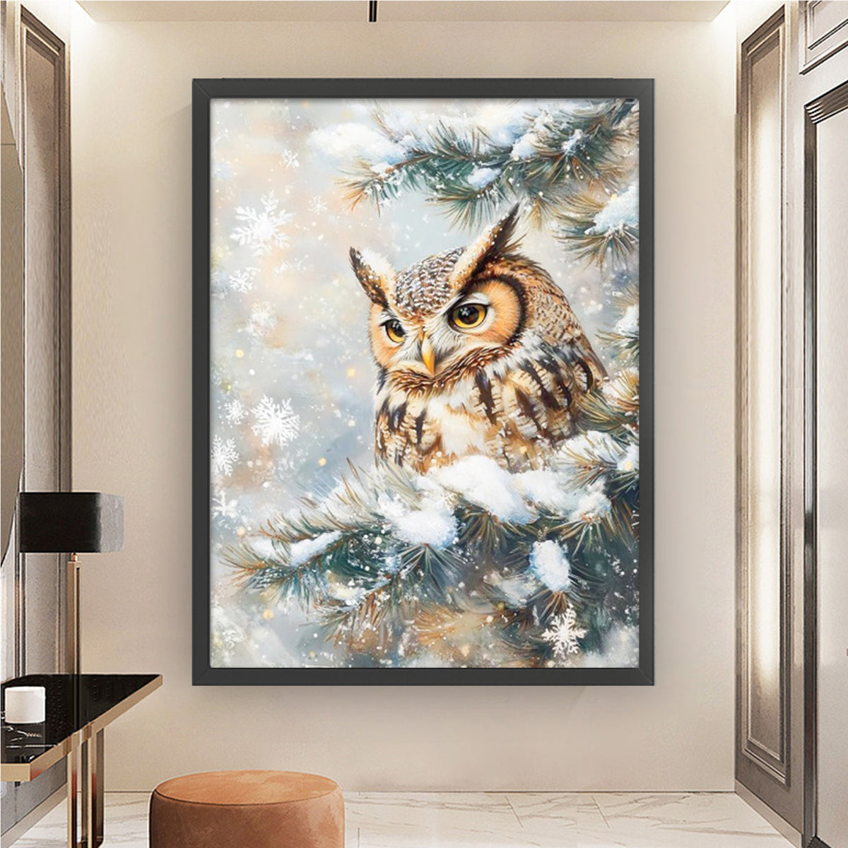 Winter Owl Forest - Full 11CT Stamped Cross Stitch 45x60CM - Huacan