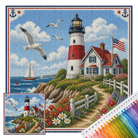 Küstenzuchthaus - Vollständiges 11CT gestempeltes Kreuzstich-Set 45x45CM - Huacan