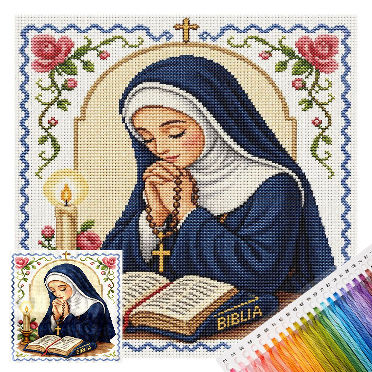 Virgin Mary Praying - Full 11CT Stamped Cross Stitch 45x45CM - Huacan