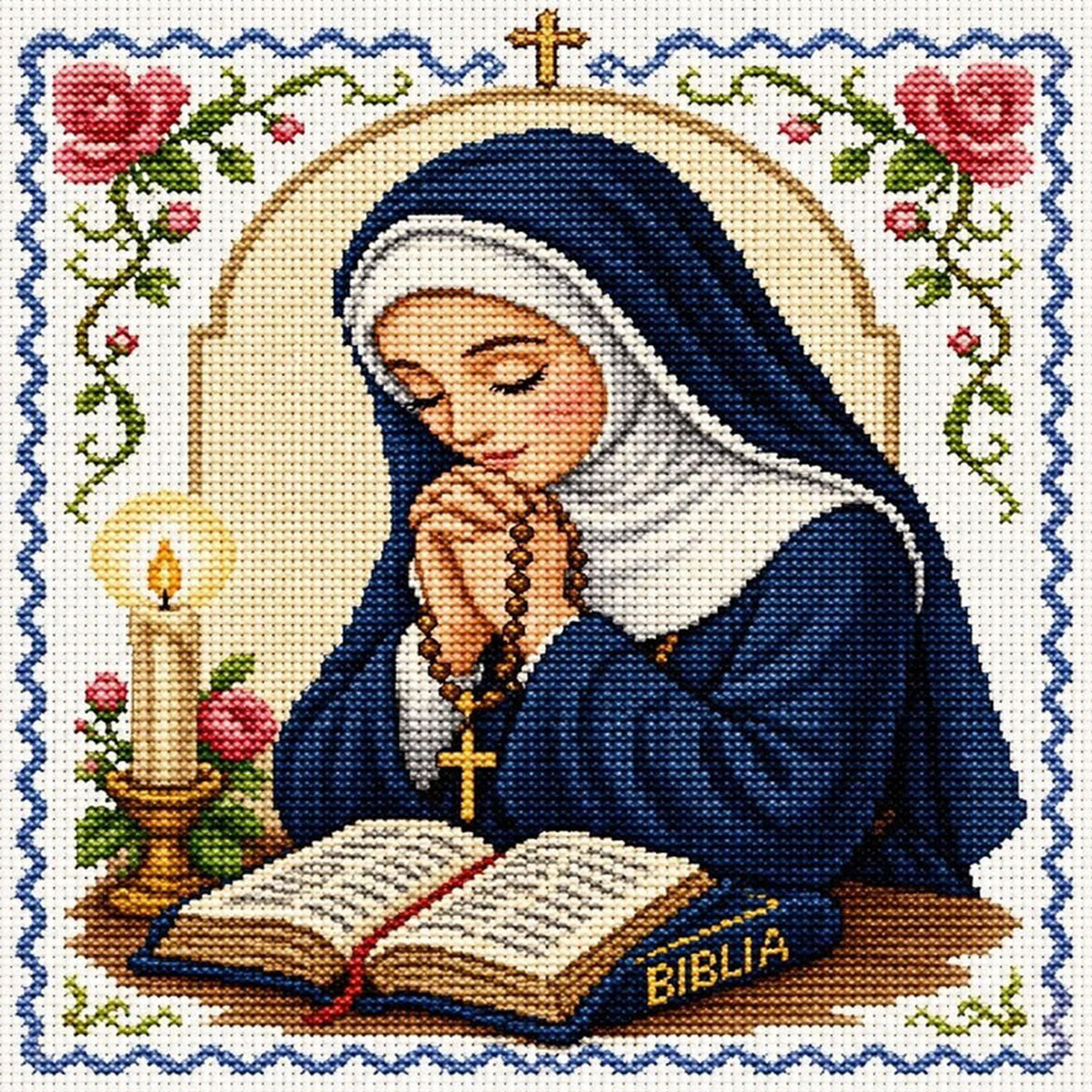 Virgin Mary Praying - Full 11CT Stamped Cross Stitch 45x45CM - Huacan