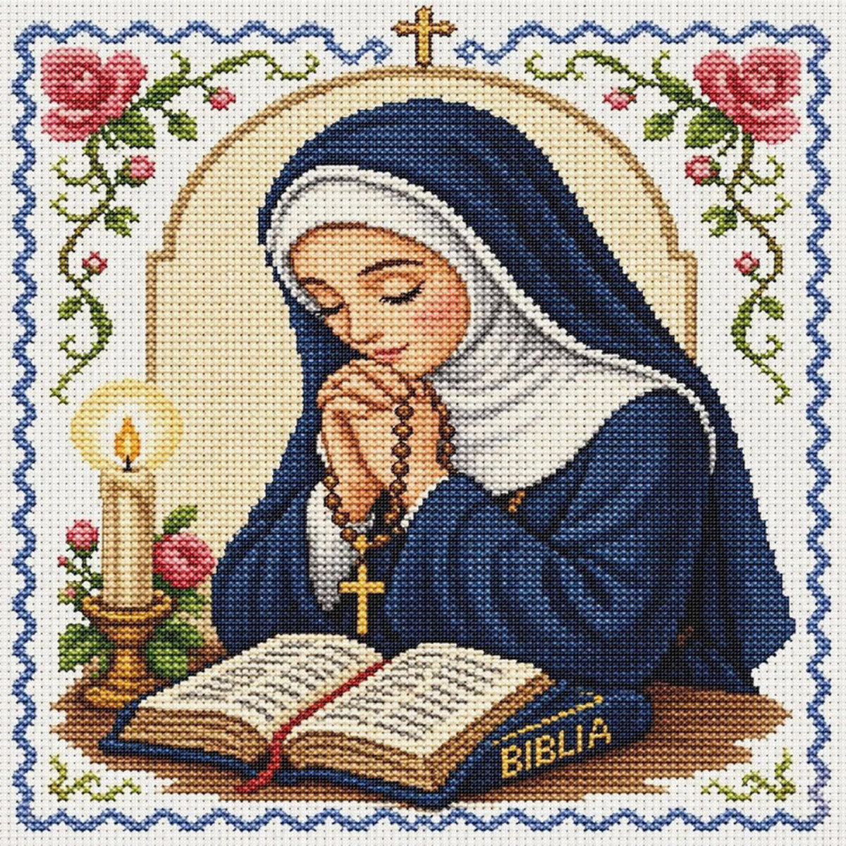 Virgin Mary Praying - Full 11CT Stamped Cross Stitch 45x45CM - Huacan