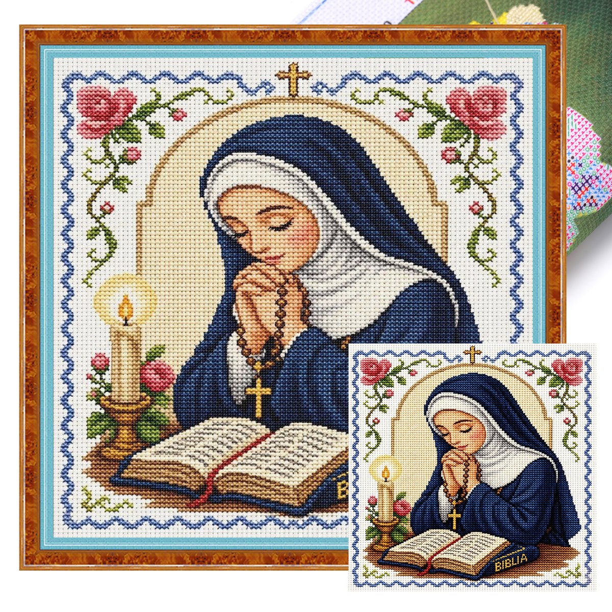 Virgin Mary Praying - Full 11CT Stamped Cross Stitch 45x45CM - Huacan