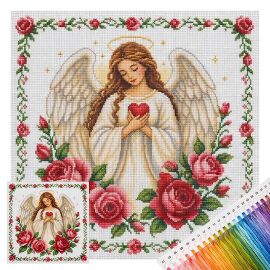 Engel - Komplettes 11CT Stempel-Kreuzstichset 45x45CM - Huacan
