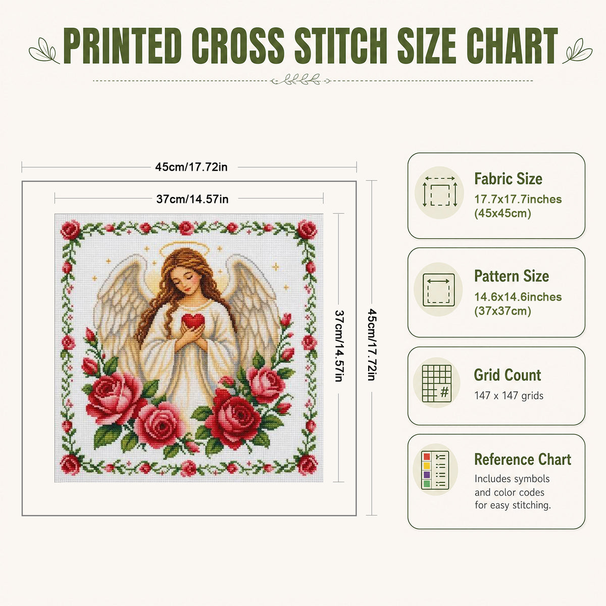 Angel - Full 11CT Stamped Cross Stitch 45x45CM - Huacan