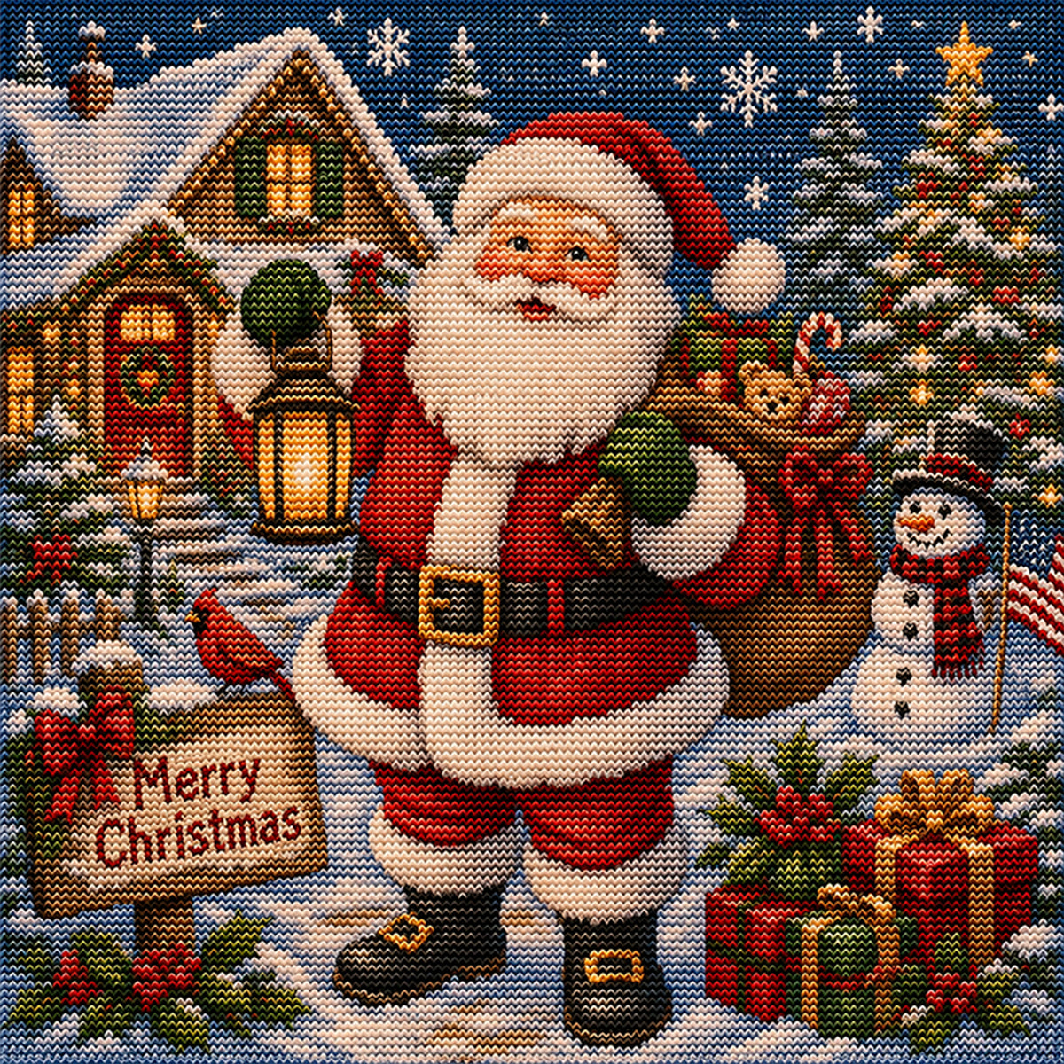 Santa Claus - Full 11CT Stamped Cross Stitch 45x45CM - Huacan