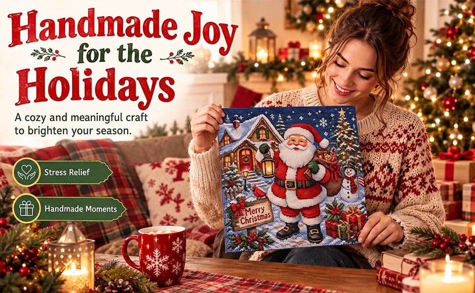 Santa Claus - Full 11CT Stamped Cross Stitch 45x45CM - Huacan