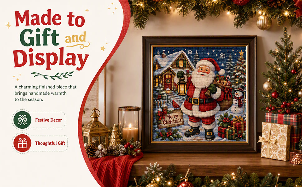 Santa Claus - Full 11CT Stamped Cross Stitch 45x45CM - Huacan
