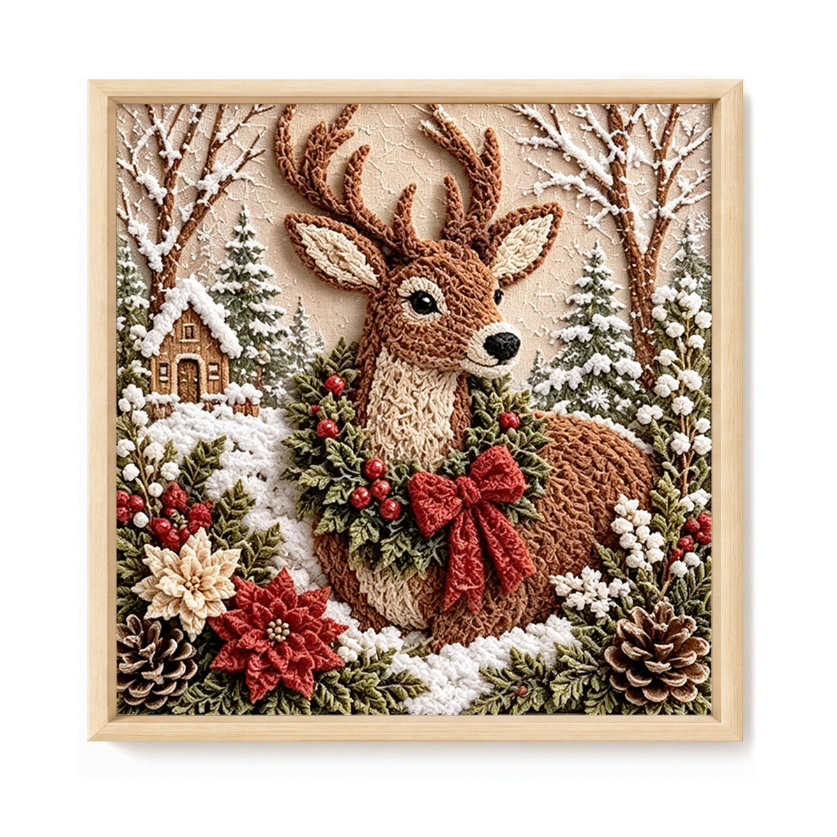 Weihnachtsrentier – Vollständiges 11CT gestempeltes Kreuzstich-Set 40x40cm – Huacan