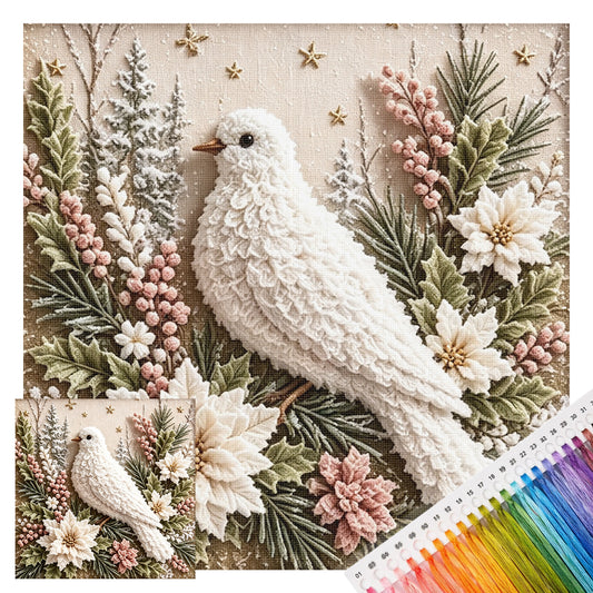 Weihnachtsfriedentaube - Komplettes 11CT Stempel-Kreuzstich-Set 40x40CM - Huacan