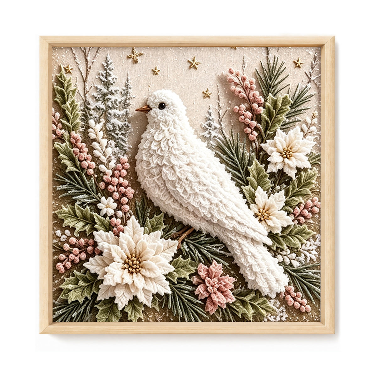 Christmas Peace Dove - Full 11CT Stamped Cross Stitch 40x40CM - Huacan