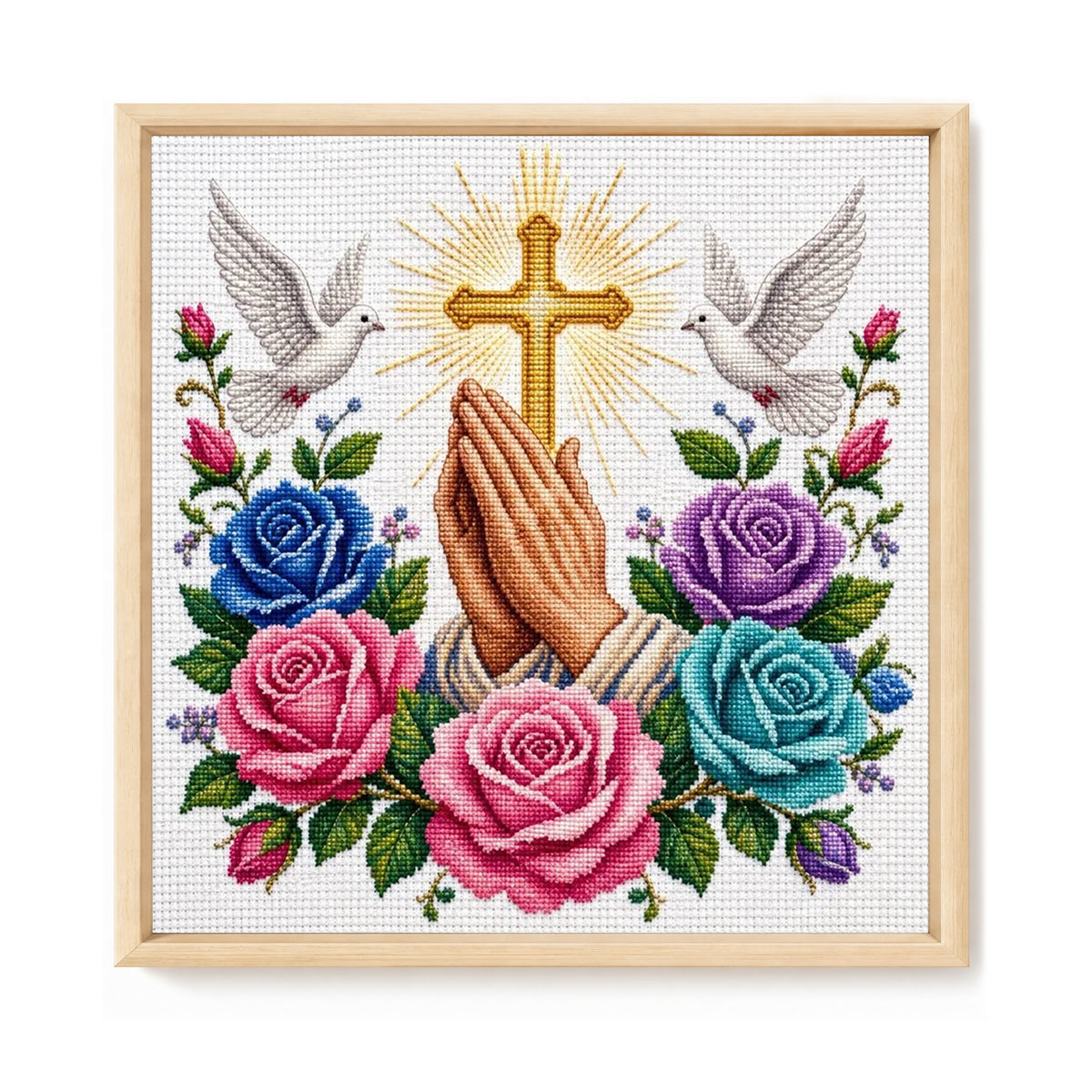 Blütengebet - Vollständiges 11CT Stempel-Kreuzstichset 40x40CM - Huacan