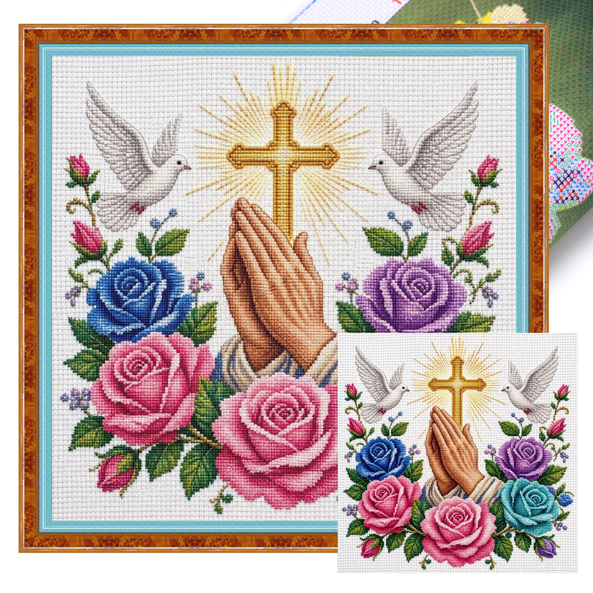 Blütengebet - Vollständiges 11CT Stempel-Kreuzstichset 40x40CM - Huacan