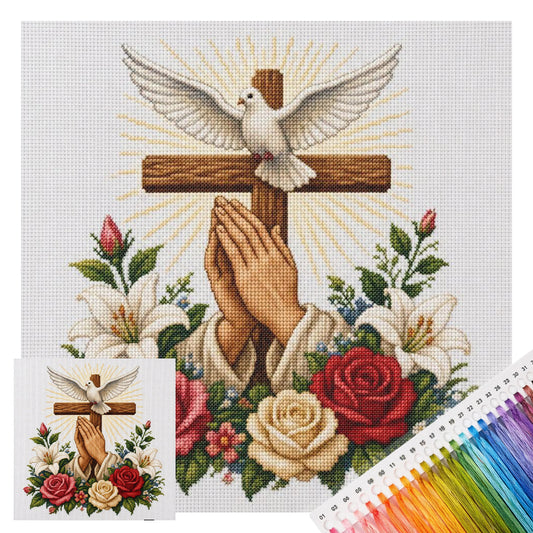 Betende Taube - Vollständiges 11CT Stempel-Kreuzstichset 40x40CM - Huacan