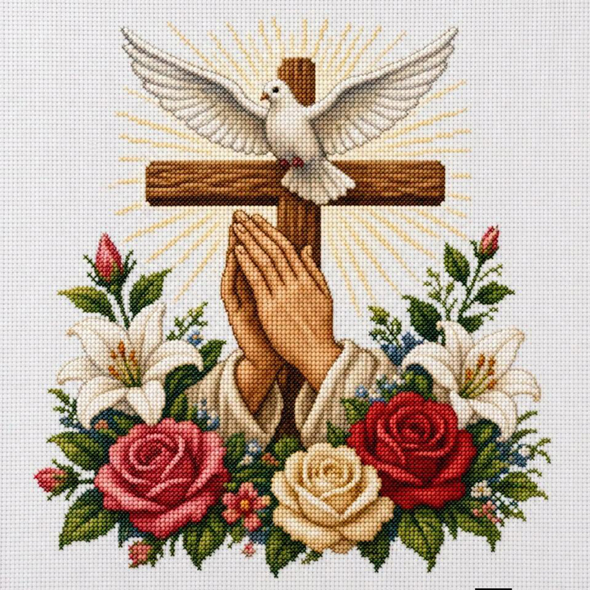 Betende Taube - Vollständiges 11CT Stempel-Kreuzstichset 40x40CM - Huacan