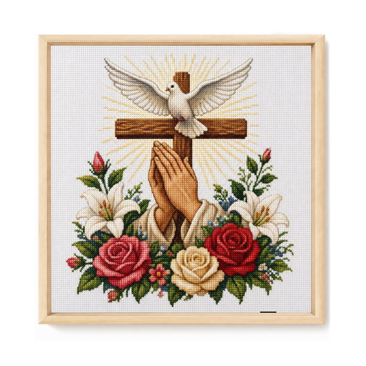 Betende Taube - Vollständiges 11CT Stempel-Kreuzstichset 40x40CM - Huacan