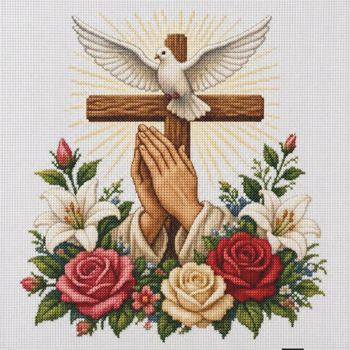 Betende Taube - Vollständiges 11CT Stempel-Kreuzstichset 40x40CM - Huacan