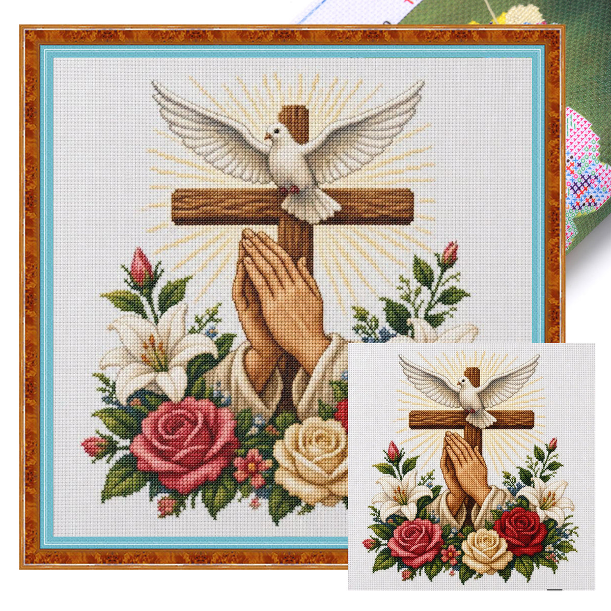 Betende Taube - Vollständiges 11CT Stempel-Kreuzstichset 40x40CM - Huacan