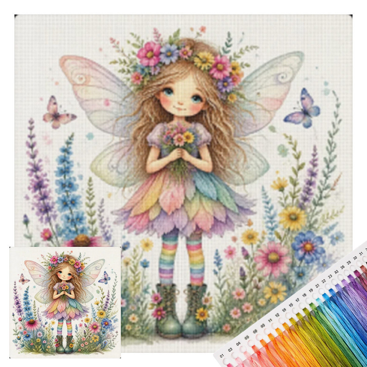 Girl - Full 11CT Stamped Cross Stitch 45x45CM - Yishu
