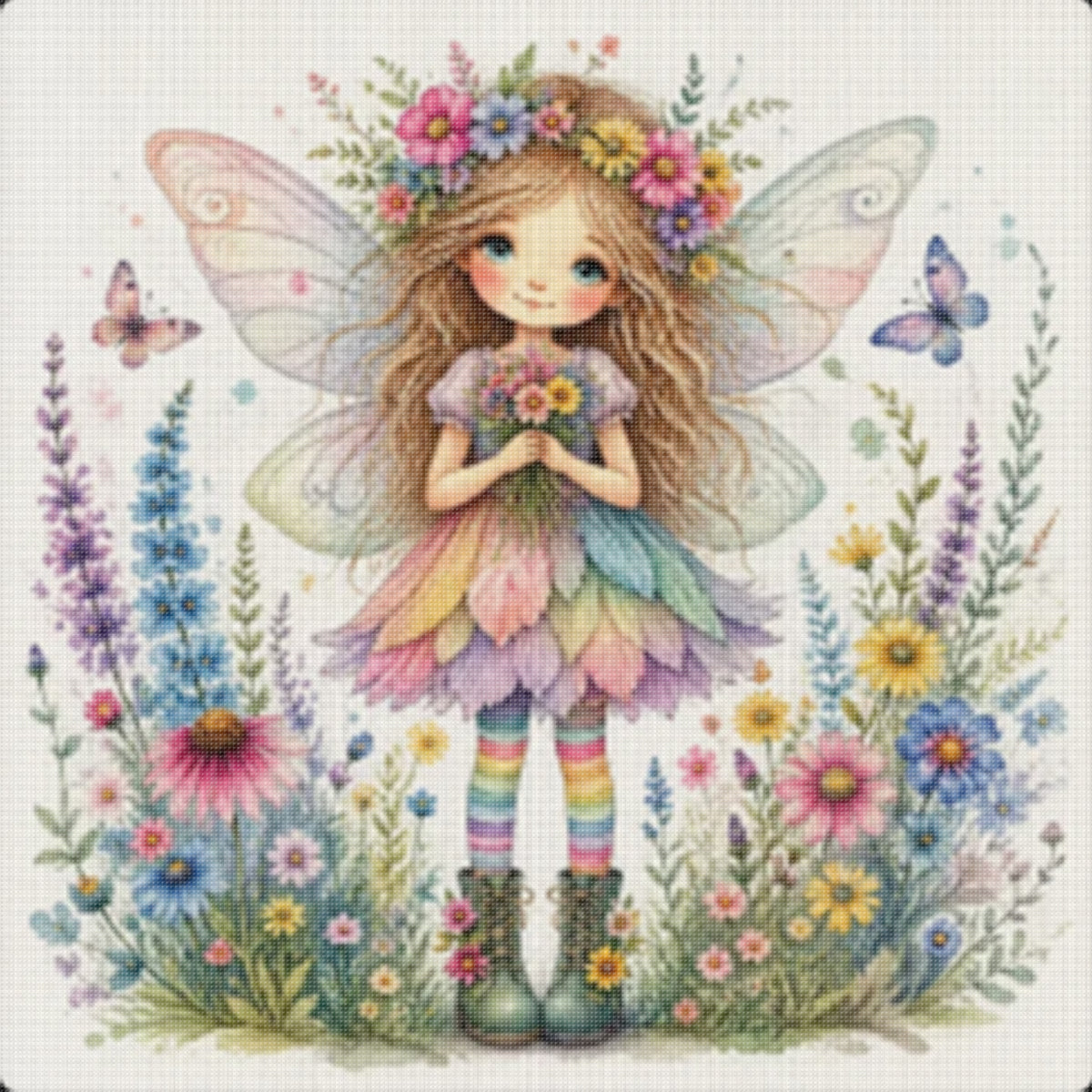 Girl - Full 11CT Stamped Cross Stitch 45x45CM - Yishu